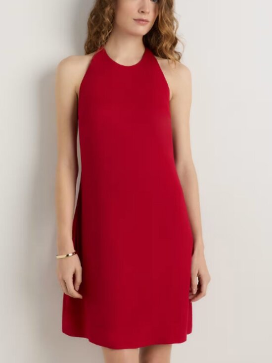 Quince Dresses & Skirts - Quince Lightweight Crepe Halter Mini Dress Ruby Red L NWT